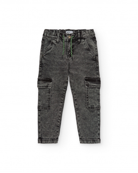 Pantalón cargo en denim gris para niño colección Intergalactic