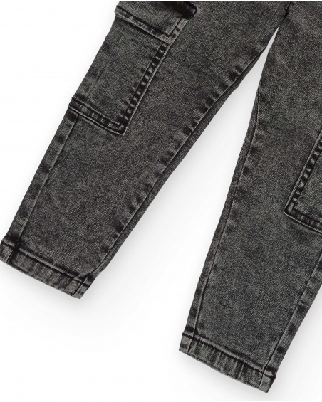 Pantalón cargo en denim gris para niño colección Intergalactic