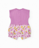 Tutina di maglia per bambina color malva con stampa di frutta Tutina di maglia per bambina color malva con stampa di frutta