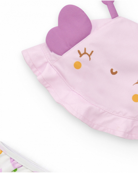 Completo per bambina con cappellino rosa a farfalla e culotte bianche