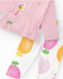 Completo di maglia per bambina in tre pezzi bianco e rosa con stampa