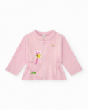 Completo di maglia per bambina in tre pezzi bianco e rosa con stampa