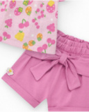 Completo bambina con t-shirt di maglia senza maniche e stampa