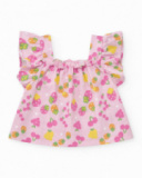 Completo bambina con t-shirt di maglia senza maniche e stampa