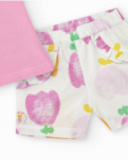 Completo per bambina con t-shirt di maglia senza maniche e stampa