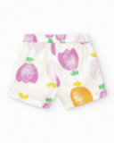 Completo per bambina con t-shirt di maglia senza maniche e stampa