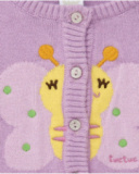 Giacca di maglia per bambina color malva con ricamo