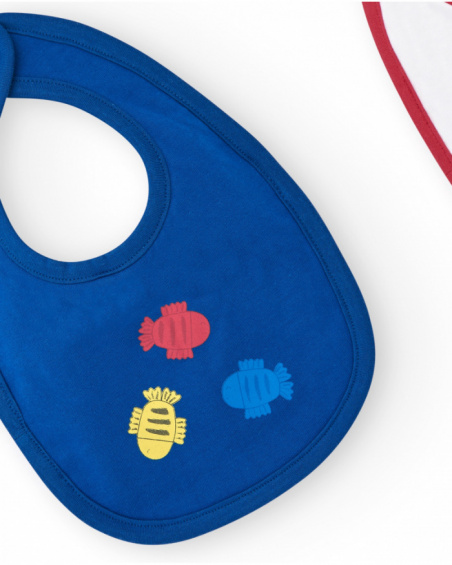 Set di due bavaglini per bambino, uno blu e uno bianco