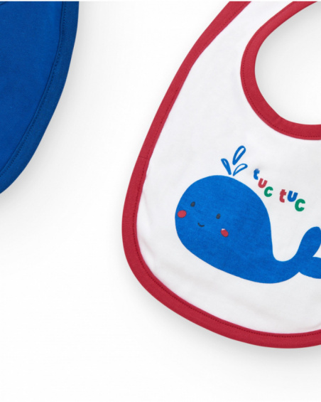 Set di due bavaglini per bambino, uno blu e uno bianco