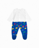 Tutina di maglia per bambino color blu con stampa di pesci Tutina di maglia per bambino color blu con stampa di pesci