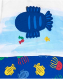 Tutina di maglia per bambino color blu con stampa di pesci Tutina di maglia per bambino color blu con stampa di pesci