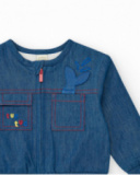 Giacca in denim per bambino con tasche e ricami