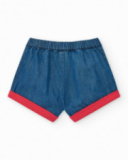 Completo per bambina con t-shirt rossa di balena e pantaloni in denim blu