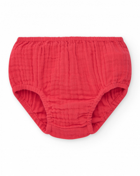 Vestido blanco de cuadros rojos con culetín rojo a juego