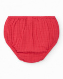 Vestido blanco de cuadros rojos con culetín rojo a juego