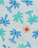 Completo per bambino con t-shirt bianca con palme e soli e pantaloncini blu