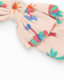 Diadema di maglia per bambina rosa con stampa tropicale di palme e soli Diadema di maglia per bambina rosa con stampa tropicale di palme e soli