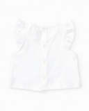 Completo da bagno per bambina con t-shirt bianca con palma e culotte rosa con volant