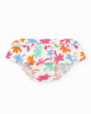 Completo verde per bambina con t-shirt di elefante e culotte bianche con foglie tropicali