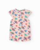 Tutina rosa per bambina con stampa tropicale e bottoni frontali Tutina rosa per bambina con stampa tropicale e bottoni frontali
