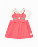 Peto rosa para niña con elefante en relieve y camiseta blanca