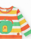 Pelele de punto para niño a rayas con aplique de manzana y