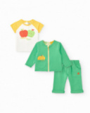 Conjunto de felpa para niño con camiseta de manzanas, pantalón