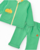 Conjunto de felpa para niño con camiseta de manzanas, pantalón
