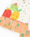 Conjunto para niña con blusa salmón y braguita amarilla con