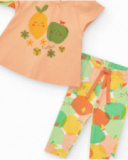 Conjunto de felpa para niña con camiseta de frutas, leggins