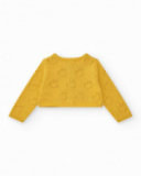 Chaqueta de tricot amarilla para niña con diseño calado de Chaqueta de tricot amarilla para niña con diseño calado de