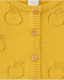 Chaqueta de tricot amarilla para niña con diseño calado de Chaqueta de tricot amarilla para niña con diseño calado de