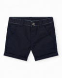 Bermudas azul marino para niño con dobladillo enrollado Bermudas azul marino para niño con dobladillo enrollado