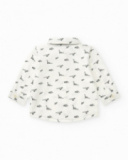 Camisa blanca para niño con dinosaurios y pajarita desmontable