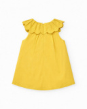 Vestido amarillo sin mangas para niña con estampado floral y