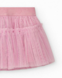 Falda rosa de tul para niña con cintura de corazones