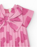 Vestido rosa para niña con corazones y plisado