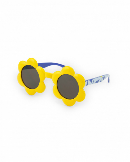Gafas de sol amarillas para niña con forma de flor