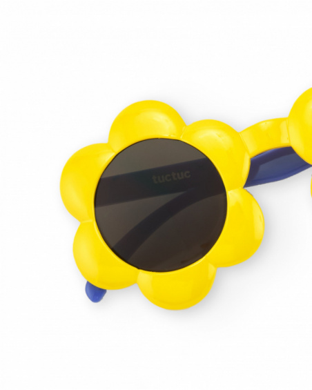 Gafas de sol amarillas para niña con forma de flor