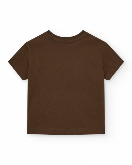 Camiseta marrón para niño con estampado tropical