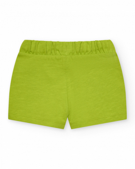 Bermuda verde para niño con bolsillos y cordón ajustable