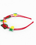 Diadema roja para niña con bordados de frutas Diadema roja para niña con bordados de frutas