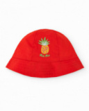 Gorro reversible para niña con bordado de piña Gorro reversible para niña con bordado de piña
