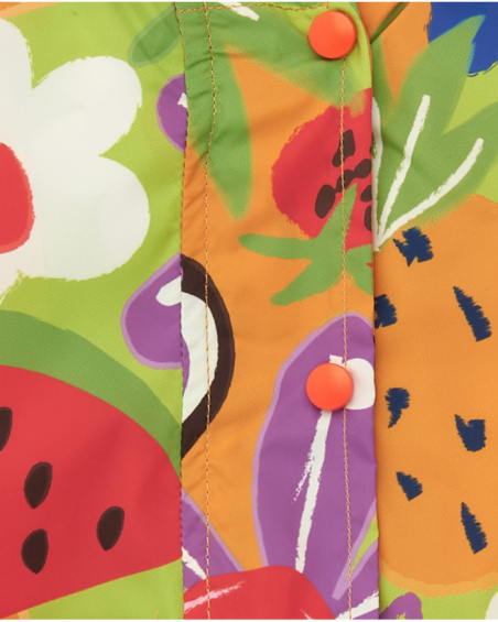 Cortavientos para niña con estampado de frutas y capucha