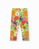 Leggings verdi per bambina con stampa di frutta tropicale Leggings verdi per bambina con stampa di frutta tropicale