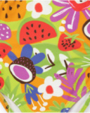 Trikini para niña con estampado de frutas y volantes