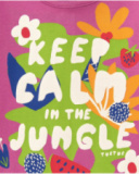 Camiseta lila para niña con estampado tropical y mensaje Camiseta lila para niña con estampado tropical y mensaje