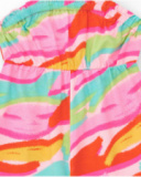 Mono rosa para niña con estampado tropical y cintura elástica Mono rosa para niña con estampado tropical y cintura elástica