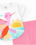 Conjunto para niña con camiseta blanca de colibrí y leggings