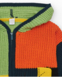 Chaqueta multicolor de tricot para niño con capucha y cremallera